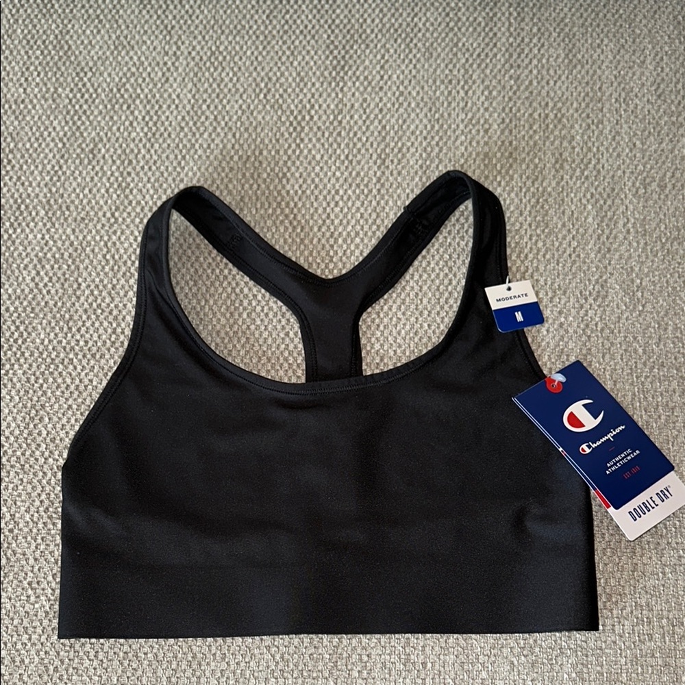 CHAMPION Double Dry Medium Support Sports Bra - Black Size M - NWT